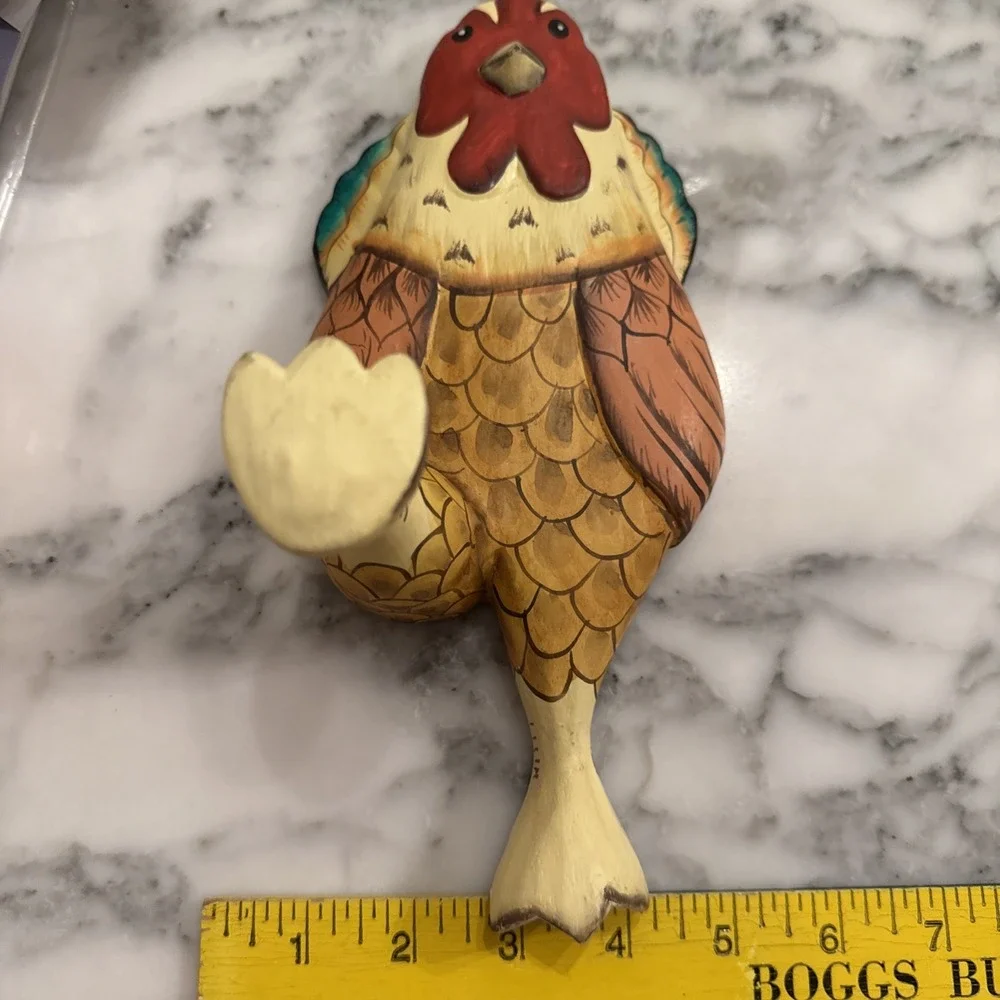 Vintage Folk Art Rooster Peg Wall Mount Apron Towel Hook Primitive‎ Painted Wood